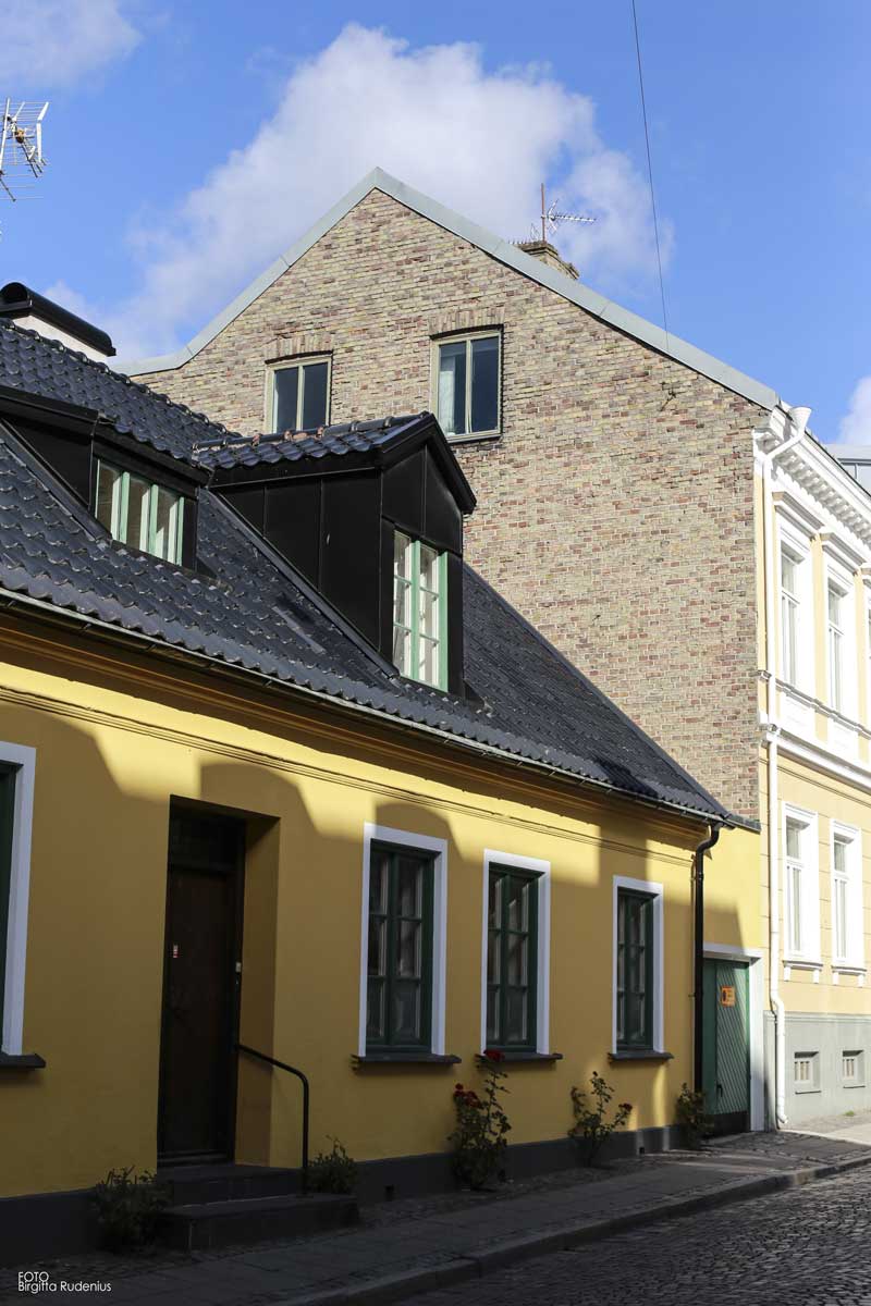 A yellow house in City Center, Lund Sweden